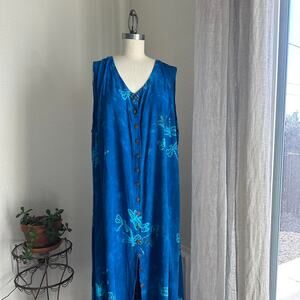 Spicy Bambu Women’s XL Dress Blue Dragonfly Maxi Dress Rayon